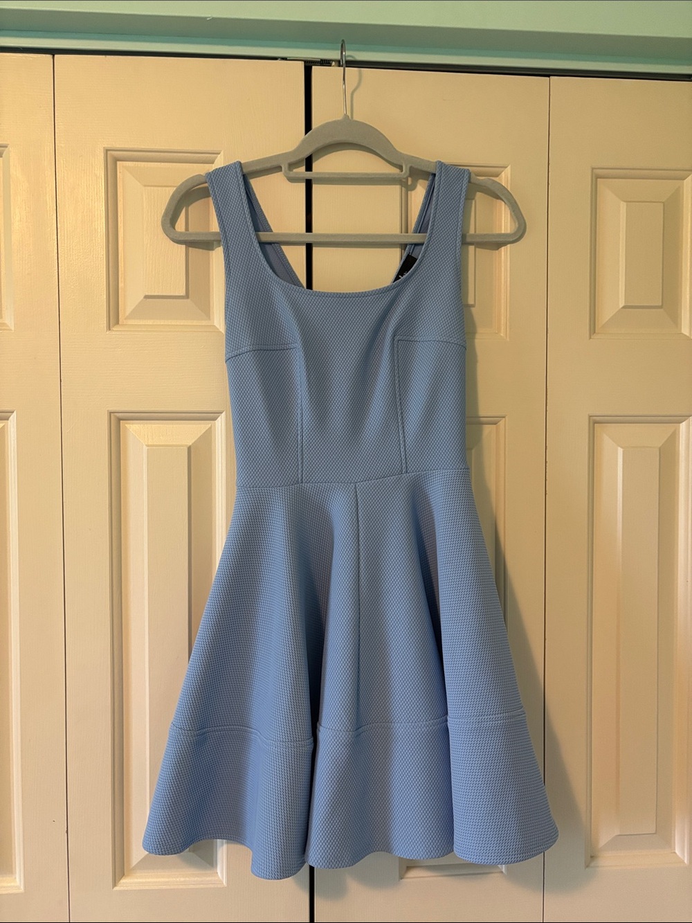 Lulu's Powder Blue Textured Fit-and-Flare Mini Dress